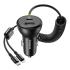 Baseus Circular Car Charger with USB-C / Lightning Cable, 60W, 3A, 1 x USB-A - 1 x USB-C, Black